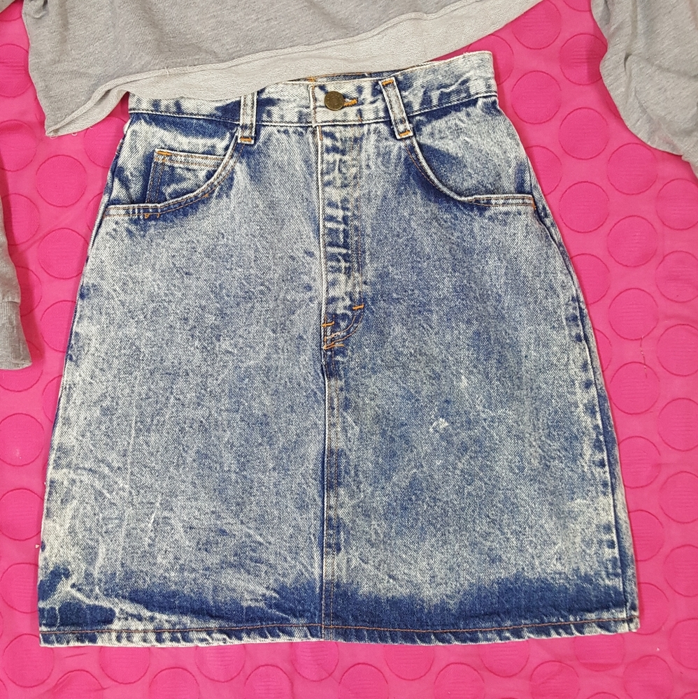 Vintage Acid Washed Denim Mini Skirt